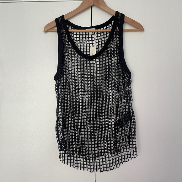 NWT Sequin Mesh Cutout Tank - Picture 2 of 5